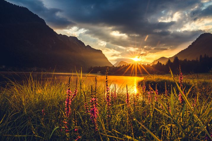 Sonnenuntergang am Weitsee in Ruhpolding