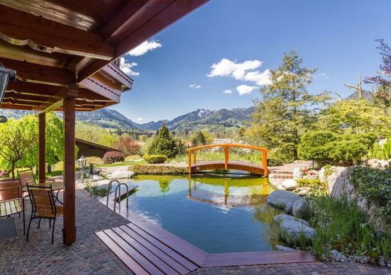 Aussicht von der Terrasse Ferienwohnung "Hochfelln"